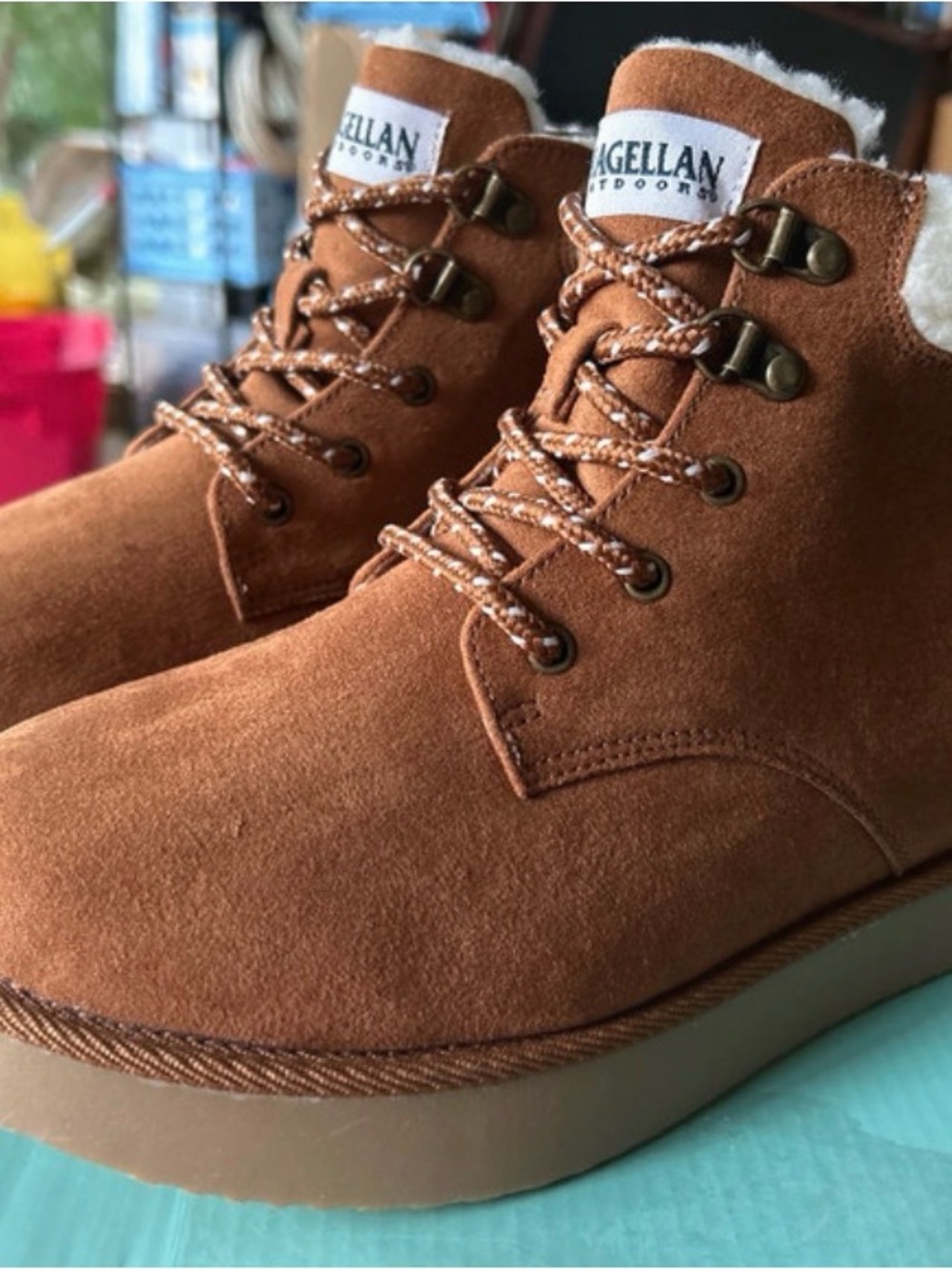 Magellan Outdoors Women's Chestnut Suede Lace-Up Ankle Boots